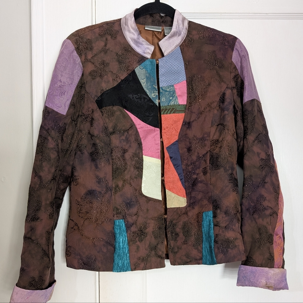 Vintage Chico’s Patchwork Jacket 0 Boho Artsy Man… - image 1